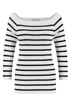 Studio Anneloes Diede stripe bootneck pullover 1090 white/black Studio Anneloes Diede stripe bootneck pullover 1090 white/black