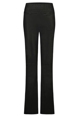 Ibana Leren flared pantalon met elastische boord Black Ibana Leren flared pantalon met elastische boord Black