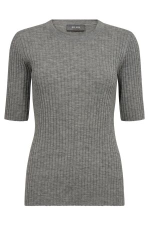 Mos Mosh MMRelena Rib SS Crew Neck Knit 818 sharkskin Mos Mosh MMRelena Rib SS Crew Neck Knit 818 sharkskin