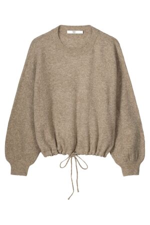 Summum Puff sleeve sweater Wool elastane blend knit 703 Khaki Summum Puff sleeve sweater Wool elastane blend knit 703 Khaki