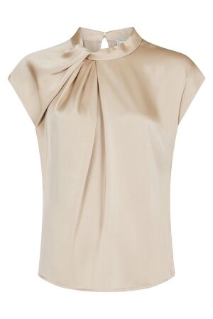 Neo Noir Fleur Drapy Satin Blouse 125 Dark Sand Neo Noir Fleur Drapy Satin Blouse 125 Dark Sand