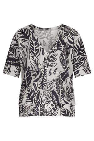 Studio Anneloes Mechi 2 way leaves top 1769 ecru/dark blue Studio Anneloes Mechi 2 way leaves top 1769 ecru/dark blue