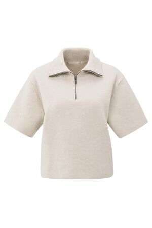 YAYA Short sleeve sweater with coll 99005 YAYA Short sleeve sweater with coll 99005