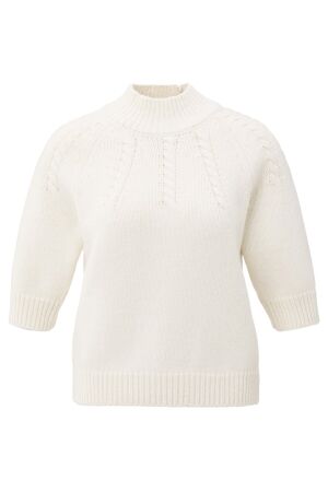 YAYA Cable sweater short sleeve 99015