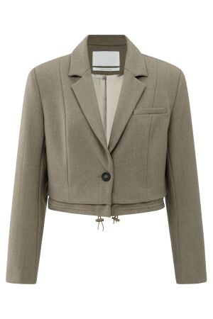 YAYA Woven cropped blazer with doub 99008