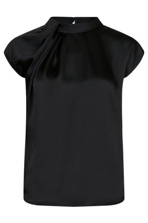 Neo Noir Fleur Drapy Satin Blouse Black Neo Noir Fleur Drapy Satin Blouse Black
