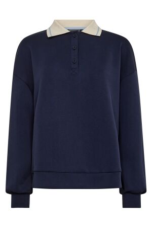 Mos Mosh MMVada Polo Sweatshirt 241 maritime blue Mos Mosh MMVada Polo Sweatshirt 241 maritime blue