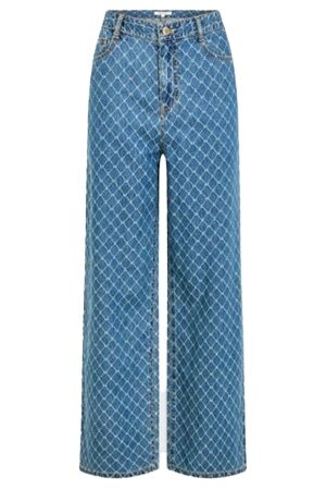 Morgan Printed wide leg jeans stone wash denim Morgan Printed wide leg jeans stone wash denim