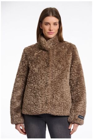 Rino & Pelle Faux fur jacket with high neck 10868 toffee Rino & Pelle Faux fur jacket with high neck 10868 toffee