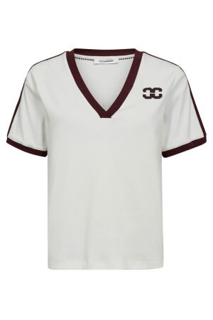 Co'Couture Edge, Stripe V-Tee 1187 Offwhite Winered