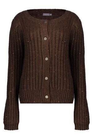 Geisha Cardigan with lurex + flower sequinces 775 brown/copper