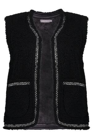 Geisha Gilet teddy embroidery 999 black/tape black zigzag