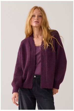 Summum Puff sleeve cardigan cozy melange knit 324 Wineberry Summum Puff sleeve cardigan cozy melange knit 324 Wineberry