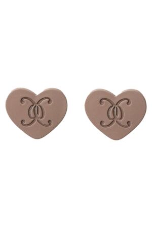 Bow 19 Heart Logo Stud Brown Bow 19 Heart Logo Stud Brown