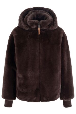 Moscow Evelyn, faux fur jas 400-1 Dark Brown Solid