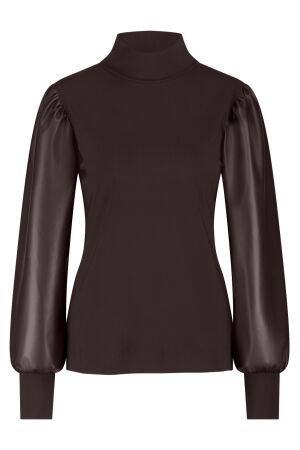 Studio Anneloes Noortje faux leather top 8700 espresso