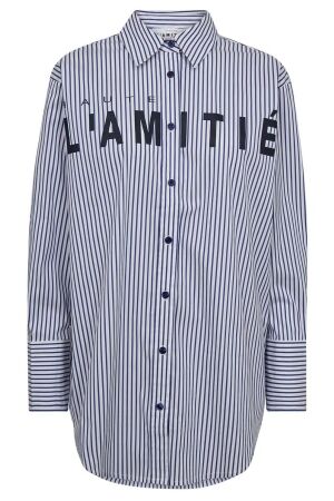 Haute L'amitié Stripe Chest Logo Shirt White Blue Stripe Haute L'amitié Stripe Chest Logo Shirt White Blue Stripe
