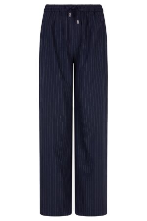 EsQualo Trousers drawstrings pinstripe 690 navy