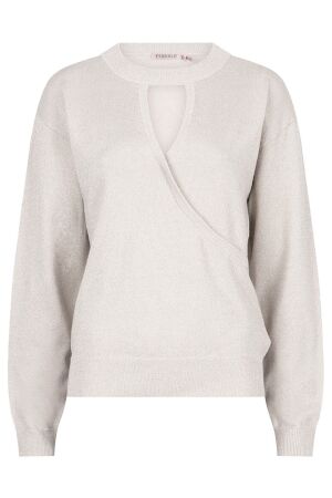EsQualo Sweater l/slve wrapover lurex 060 light grey