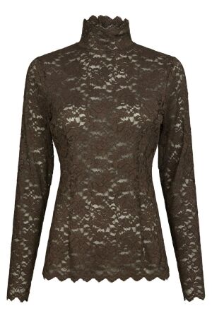 Neo Noir Liza Laceflower Blouse 584 Chocolate Brown