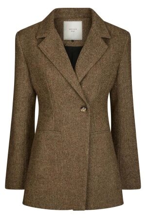 Neo Noir Bowie Herringbone Blazer 210 Brown