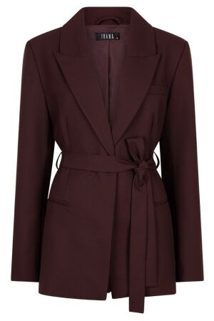 Ibana Joline, blazer met ceintuur Burgundy Ibana Joline, blazer met ceintuur Burgundy