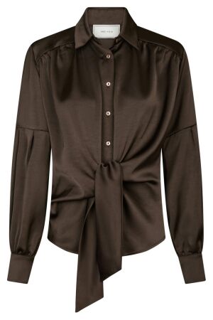 Neo Noir Naja Satin Shirt 676 Dark brown Neo Noir Naja Satin Shirt 676 Dark brown