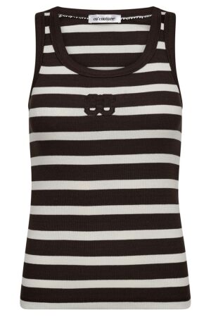 Co'Couture Granny, Rib Emb Tank Top 11145 Offwhite/Dark Brown Co'Couture Granny, Rib Emb Tank Top 11145 Offwhite/Dark Brown