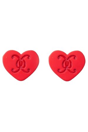 Bow 19 Heart Logo Stud Red