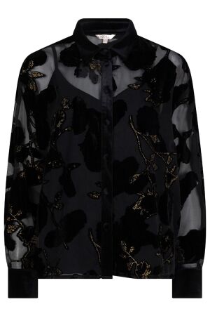 EsQualo Blouse burnout flower 000 black EsQualo Blouse burnout flower 000 black
