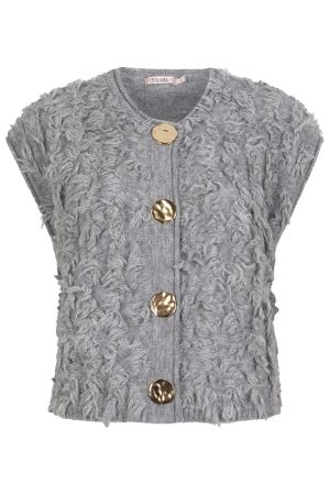 EsQualo Cardigan fringes big buttons 040 grey