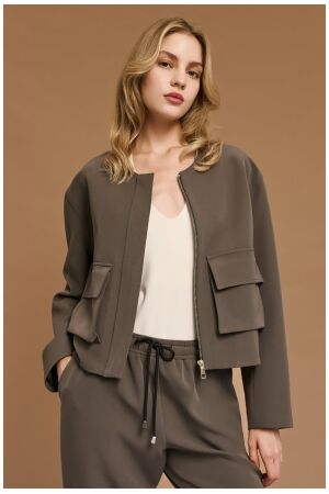 Access Cropped jacket with pockets Smoke