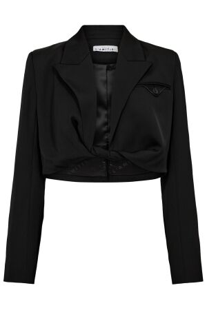Haute L'amitié Jazzy Twisted Crop Blazer Black