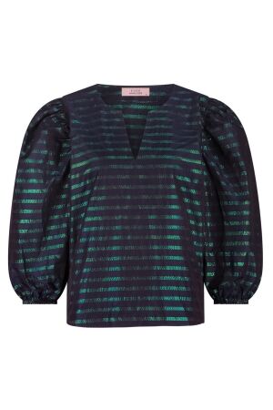 Studio Anneloes Xara sparkle stripe blouse 6978 dark blue/bottle green Studio Anneloes Xara sparkle stripe blouse 6978 dark blue/bottle green