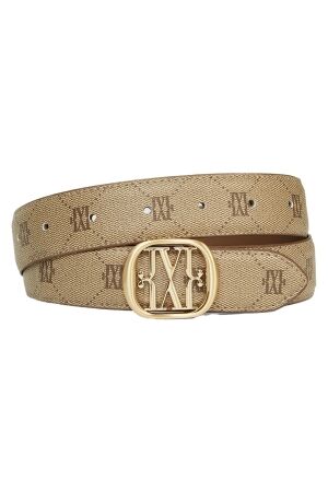 Josh V PERRI belt with logo print 615 mink mid brown