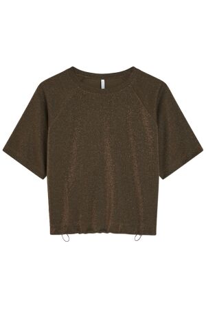 Summum Top Boxy tee sparkle 713 Coffee