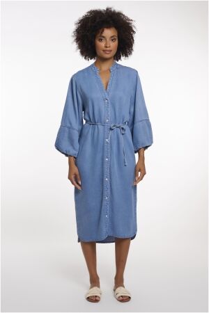 Rino & Pelle Half sleeve dress with V-neck 11024 washed blue Rino & Pelle Half sleeve dress with V-neck 11024 washed blue