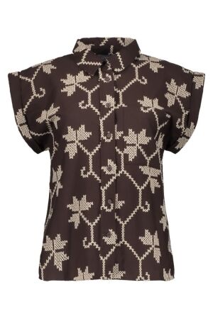 Geisha blouse 750 chocolate brown/sand