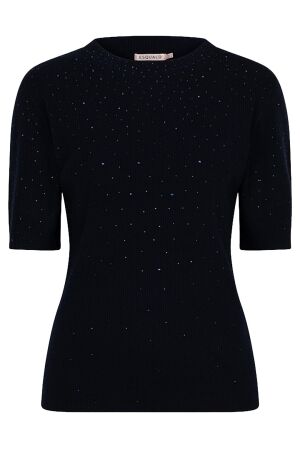 EsQualo Top rib s/slve sequins 690 navy