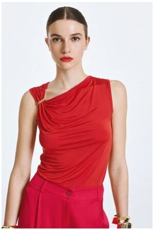 Access Top with metallic detail Red