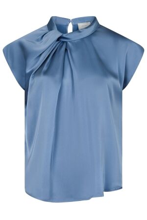 Neo Noir Fleur Drapy Satin Blouse 142 Dusty blue