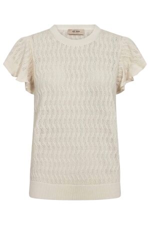 Mos Mosh MMGanna Pattern O-Neck Knit Top 180 ecru