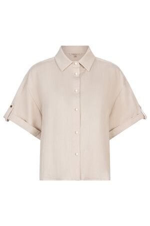 EsQualo Blouse fine crinkle 168 light sand