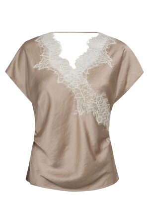 Co'Couture IdunCC Lace SS Blouse 320-Bisquit