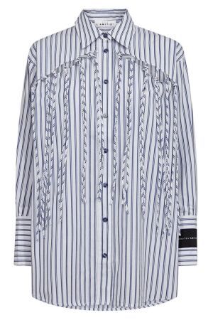 Haute L'amitié Striped Fringe Shirt Blue/White Stripe