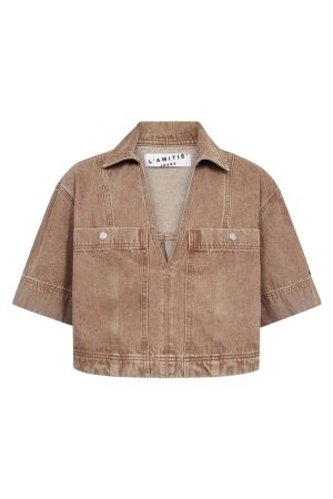Haute L'amitié Drew Denim Top Camel Camel