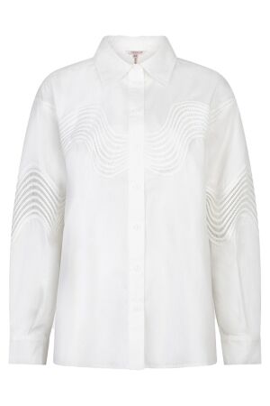EsQualo Blouse lace poplin 120 off white