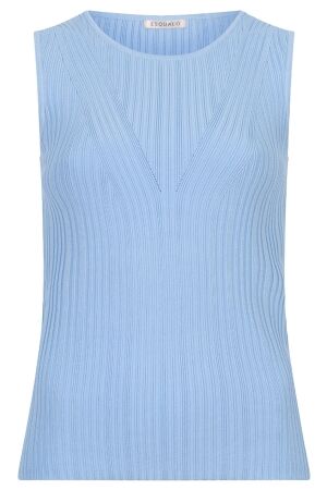 EsQualo Sweater slv/lss rib V detail 626 pacific blue