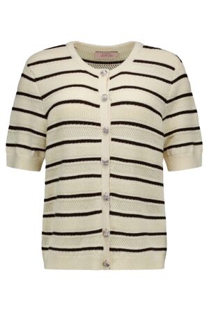 Studio Anneloes Yara stripe cardigan 1787 ecru/espresso Studio Anneloes Yara stripe cardigan 1787 ecru/espresso