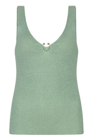 EsQualo Singlet ribbed hook lurex 310 soft green